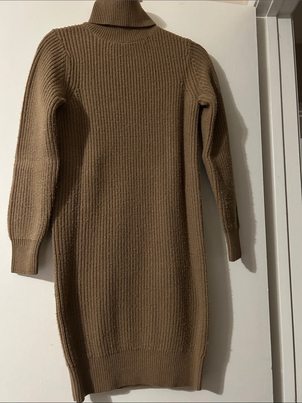 MICHAEL Michael Kors Camel Ribbed Turtleneck Sweater Dress